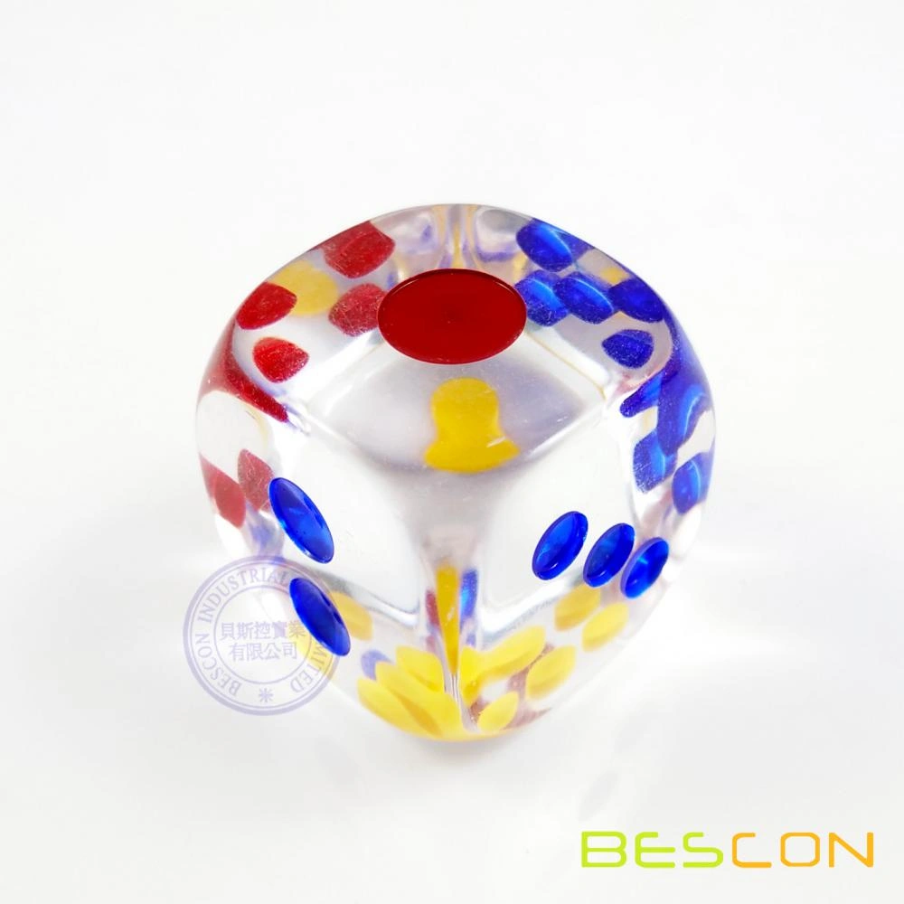 1 Inch Transparent Six Sided Dice With Colored Dots China