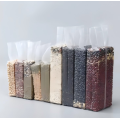 Panneau à boucle latérale transparent de qualité alimentaire, personnalisé, robuste, cube en forme de brique, emballage de riz perlé de manioc, poche scellée sous vide