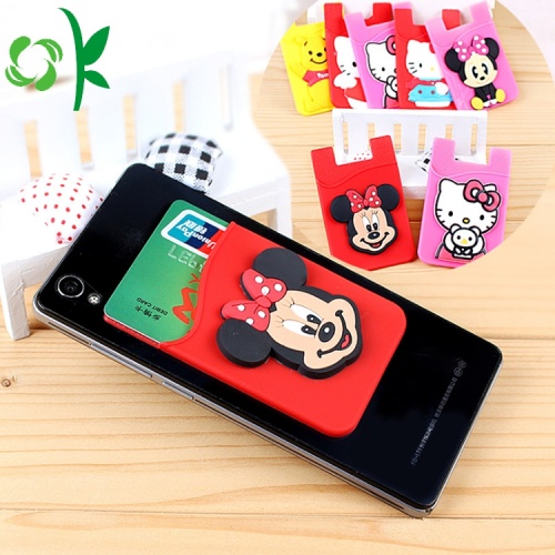 3D Embossed silikon Pemegang Kad Telefon Wallet Cute