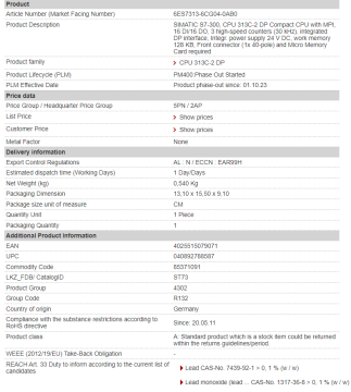 Cutting-edge SIMATIC S7-300 CPU 313C-2 PTP Compact CPU with MPI - 16 DI/16 DO (6ES7313-6BG04-0AB0)