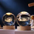 Planeta Star Crystal Bola LED Base de madera Luz nocturna