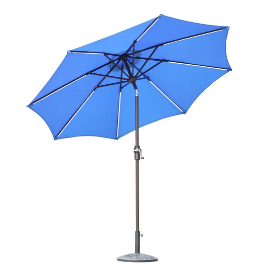 High-Quality Big Size Custom Garden Solar Umbrella with LED Light for Outdoor Patio