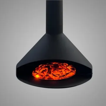 Modern Fake Flame Water Vapor Suspended Fireplace Tube Indoor Wooden Hanging Fireplace