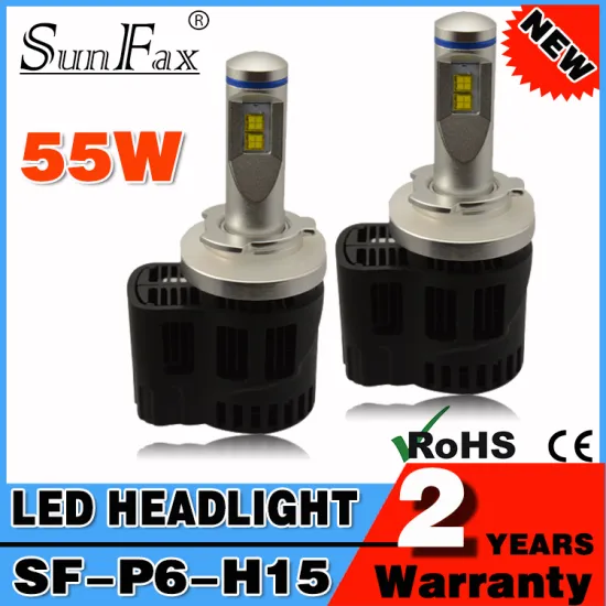 SUNFAX top quality P6 led headlight 55w H15 auto car led headlight, IP68 5500lm led headlight bulbs with driver
