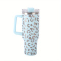 Large capacity straw water cup with handle