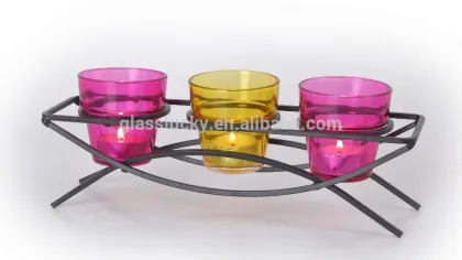 wholesale premium glass colored glass votive holders heat-resistant glass votive holders