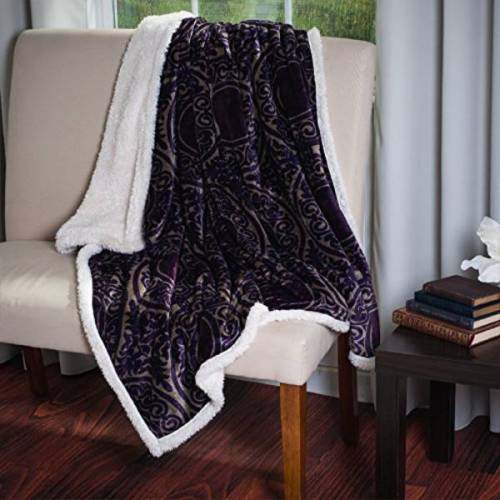wholesale thick black sherpa throw blanket in lambswool