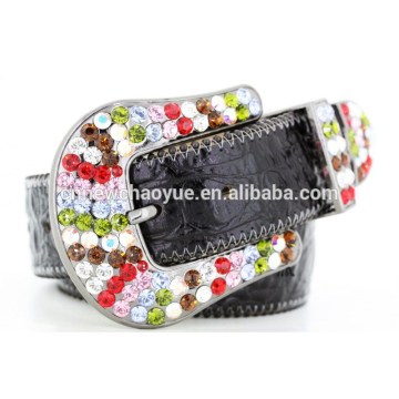 2015 Hot Sale Western rhinestone croc skined leather belt, western belt