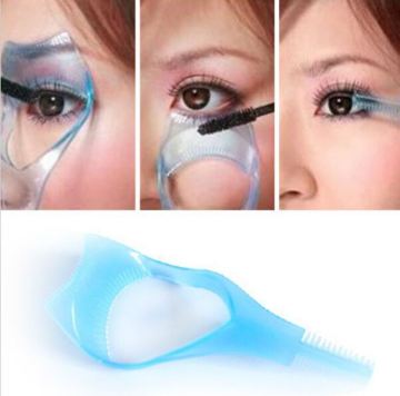 Blue Mascara Applicator Guide 3 in1 Make up Guard Eyelash Comb Cosmetic Brush Curler Free Shipping
