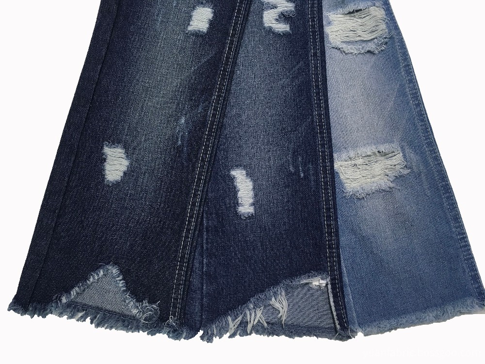 Ripped Design Stone Wash 350gsm Denim Fabric Tc Yarn Count China Manufacturer