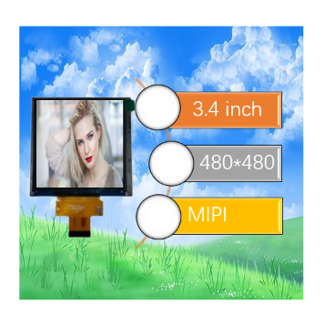 3.4 Inch TFT LCD 480x480 Display with MIPI Interface - Custom LCD Screen