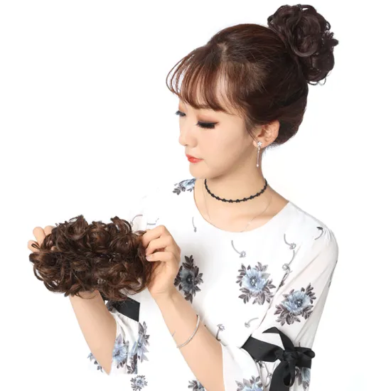 Heat Resistant Synthetic Elastic Hair Bands Lady Hair Bun for Brides/Party Curly Hair Chignon