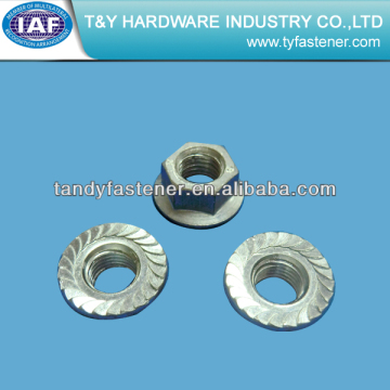 Fin hex nut with flange per din 6923