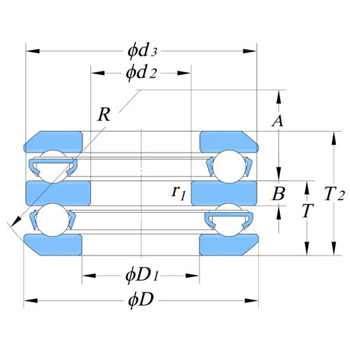 自调心座圈双向推力球轴承