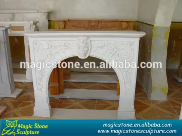 hand carved natural stone fireplace mantle