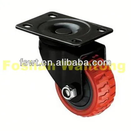 Red Polyurethane Industrial Rotating trailer wheels With Black Frame