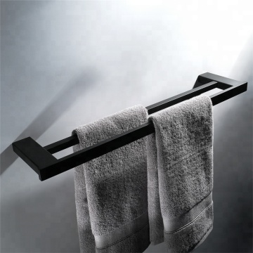 Bathroom towel rack 304 stainless steel black double towel bar