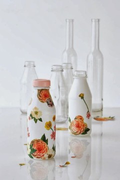 300ml/10oz Clear Glass Milk Bottles with Natural Caps