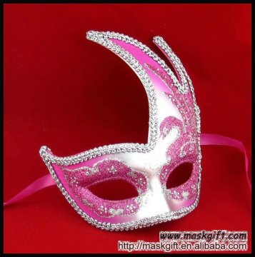 Hot pink & Silver Swan Venetian Carnival masquerade party eye Masks