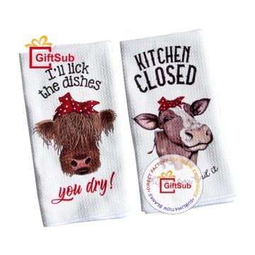 Custom Printed Sublimation 16x24 inch Waffle Weave Hand Towel - 100% Polyester White Tea Towel Blank for Kitchen