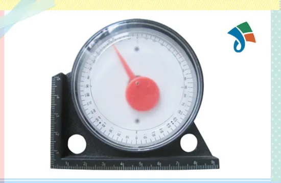 Steel base with degress scale,transparent plastic cover,degree dial, goniometer