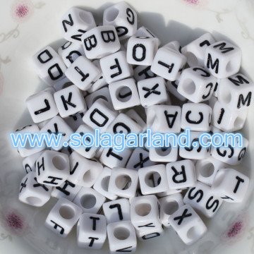 4x7mm Acrylic Individual Alphabet Letter Square Cube Beads A-Z