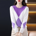 Vintage Colorblock Diamond Knit Sweater