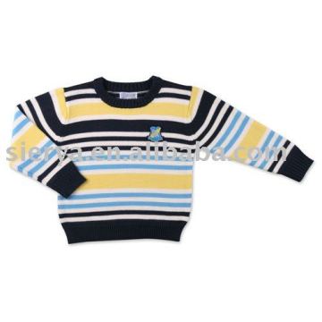 children's cotton round neeck stripe sweater/boy's sweater