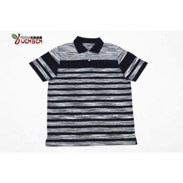 Polo pour homme en jersey à fils mélangés et rayures à manches courtes