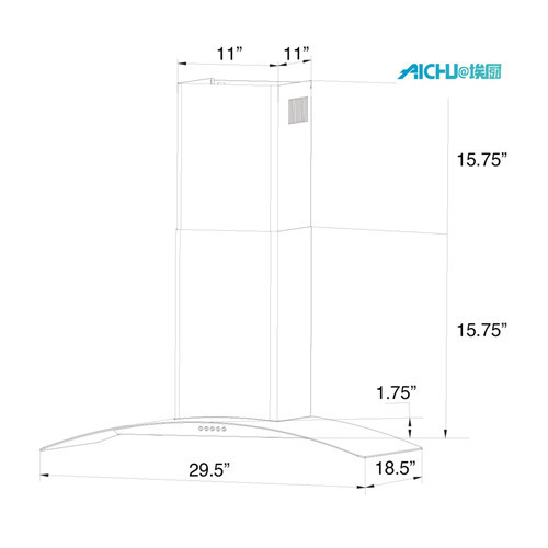 30 Zoll Edelstahl WithLED Light RangeHood