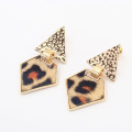 Temperamento Europeu leopardo impressão resina stud brincos moda revista nova verão quente vender brincos de gota metal ouro