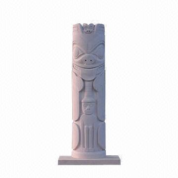 Ancient Ethnic Totem Polo White Marble Pillars, Handmade