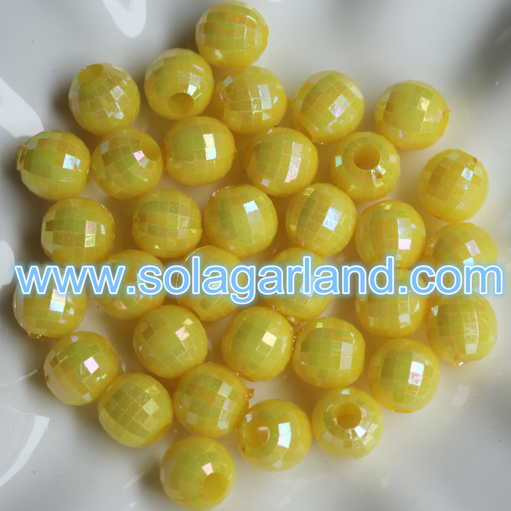 AB Plated Faceted Round Disco Ball Beads