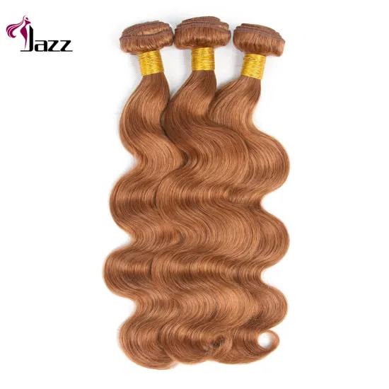 China Factory Virgin Body Wave Hair Dark Brown 30# Colored Human 12 Inches Bundles With Lace Closure