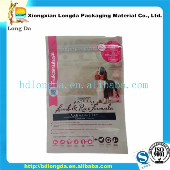 flat zipper bag for pet cat and dog food plastic packaging