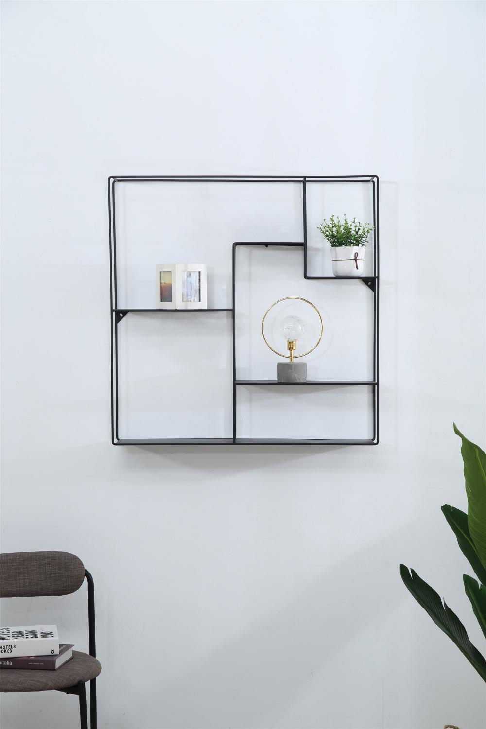 Black wall mounted metal shelf