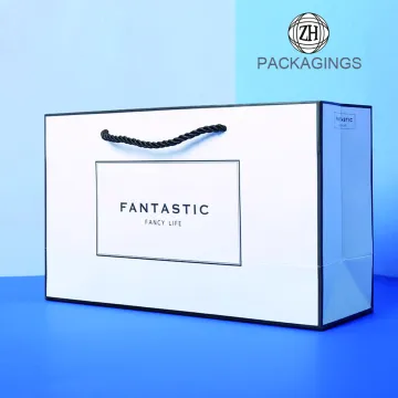 White shopping paper bag with custom logo