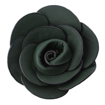 Elegant Spruce 4" leather flower brooch