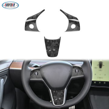 Forged Carbon Fiber Steering Wheel Switch Button Trims for Tesla Model 3 and Y