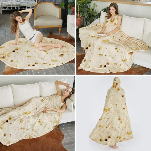 Blanket & Throw Funny Flannel Printing Round Food Tortilla Throw Blanket Supplier