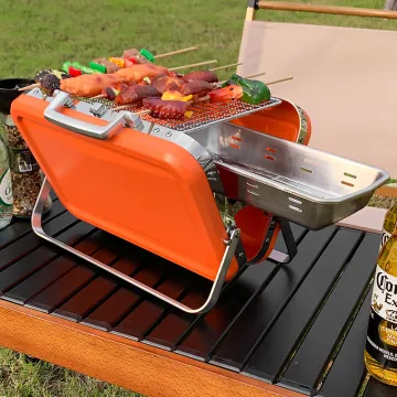 Tragbarer grill outdoor kitchen barbecue draagbare bbq grill outdoor portable briefcase box  charcoal grill