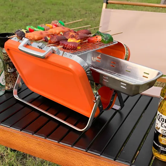 Tragbarer grill outdoor kitchen barbecue draagbare bbq grill outdoor portable briefcase box  charcoal grill