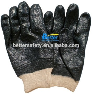 cotton lined Short PVC Rubber Construction Gloves knit wrist