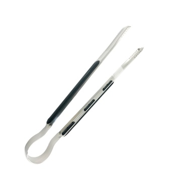Stainless Steel Kitchen BBQ Barbecue Chef Tweezers Set with Serrated Tips and TPR Handle