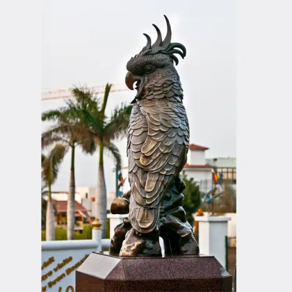 Outdoor metal brass sculpture bronze parrot statue