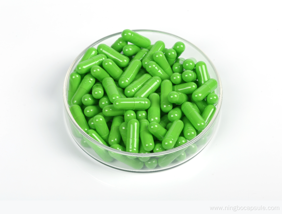Size 00 green gelatin capsule shell