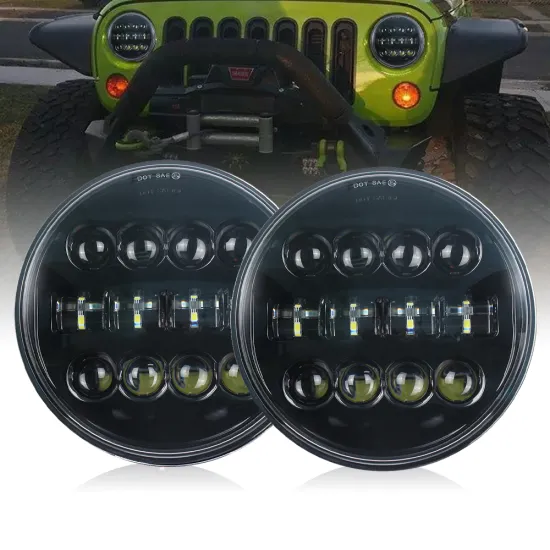 7" Round LED Headlights High Low Beam Compatible with Wrangler JK TJ LJ for Motorcycle