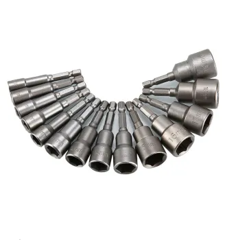 Professional Magnetic Hexagon Handle Socket Wrench Bits Set for Power Electric Drills and Screwdrivers with Chrome Finish and Adaptable Kits