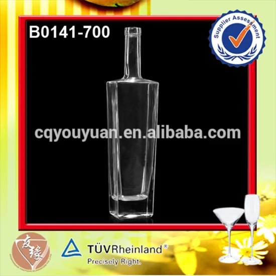Empty Rum High Quality Glassware Square Glass Bottle 700 ML