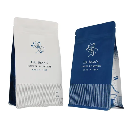 Custom kraft paper coffee bags with window and liner
